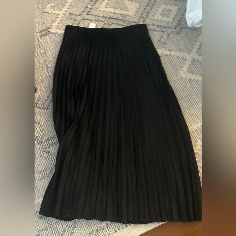 J. Crew Black pleated Maxi A-Line Skirt